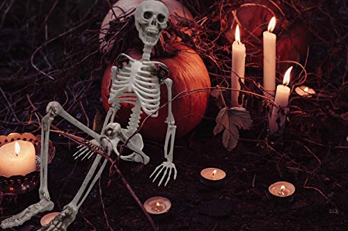 3ft/90cm Halloween Full Body Skeleton Props Realistic Human Bones with Movable Joints for Halloween Party Decoration