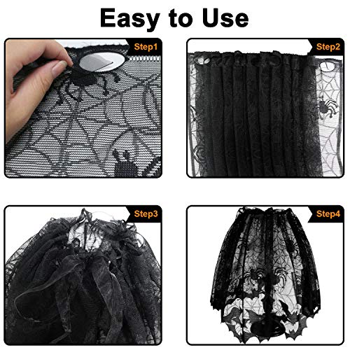 Partyprops 3Pcs Halloween Lamp Shade Cover Decoration, Black Lace Ribbon Spider web Lampshades Cover Topper Scarf for Festive Party Indoor Decor Supplies, Large 20 X 60 Inch Spiderweb Lamp Shade Cover