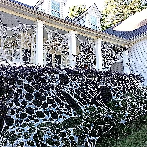 JOYSELLER Spider Web Halloween Decorations Outdoor, Stretchy Spider Webbing Bulk, Cut-Your-Own Flexible Netting for Halloween Decor