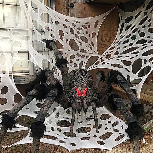 JOYSELLER Spider Web Halloween Decorations Outdoor, Stretchy Spider Webbing Bulk, Cut-Your-Own Flexible Netting for Halloween Decor