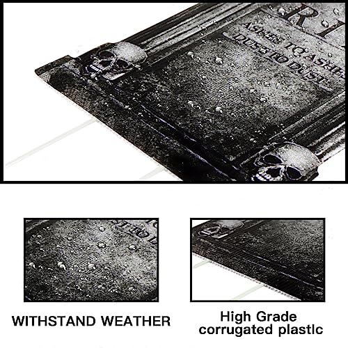 Halloween Decorations Outdoor Graveyard Tombstones: 6ct Large Tombstones Halloween Decor Yard Signs with Stakes, 16" Tall Realistic Scary Skeleton RIP Gravestones Yard Lawn Outside for Kids Home Party