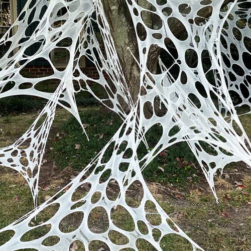 JOYSELLER Spider Web Halloween Decorations Outdoor, Stretchy Spider Webbing Bulk, Cut-Your-Own Flexible Netting for Halloween Decor