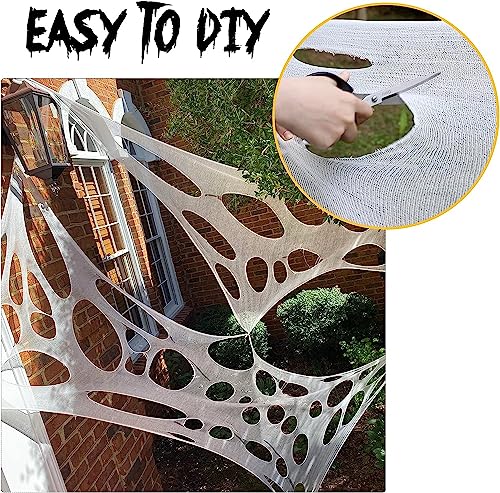 JOYSELLER Spider Web Halloween Decorations Outdoor, Stretchy Spider Webbing Bulk, Cut-Your-Own Flexible Netting for Halloween Decor