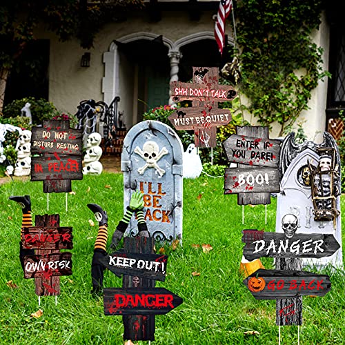 6 Pack Halloween Decoration Outdoor,Tombstones Yard Signs Decor with Stakes,Printed Halloween Decor Lawn Yard Props,Decorations Halloween Exterieur for Haunted House,Scary Theme Party