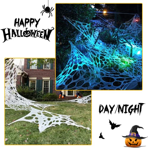 JOYSELLER Spider Web Halloween Decorations Outdoor, Stretchy Spider Webbing Bulk, Cut-Your-Own Flexible Netting for Halloween Decor