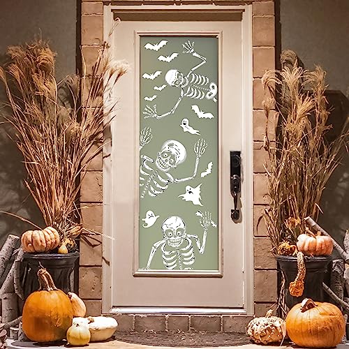 Halloween Decoration Outdoor Window Clings Stickers,Halloween Decor Window Skeleton Stickers,Halloween Windows Decorations Indoor for Glass Walls Halloween Haunted House Party Supplies