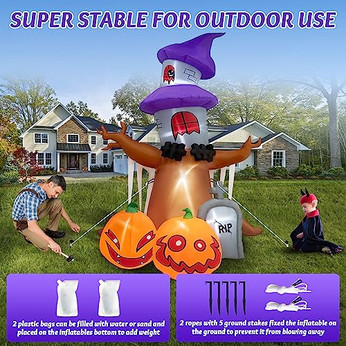 Danxilu 9 FT Halloween Inflatables Haunted House Tree with Pumpkin Ghost and Tombstone Outdoor Decorations, Blow Up Dead Tree with LED Lights Spooky for Yard Garden Porch Garden Lawn Holiday Party