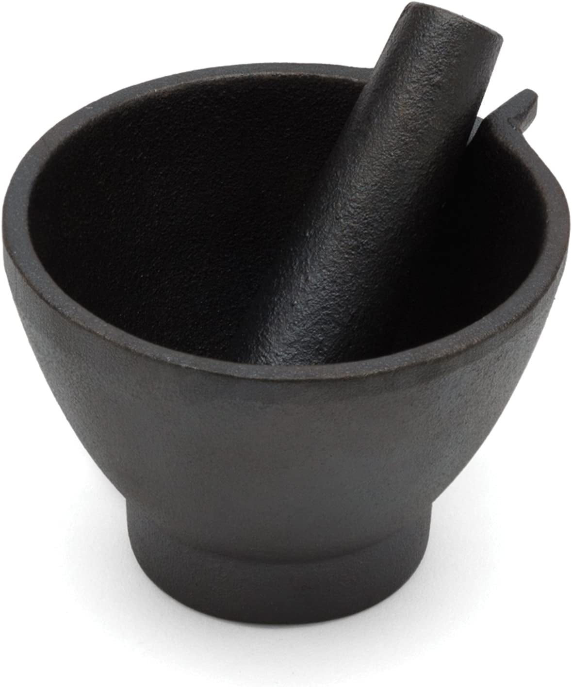 3861 Mortar and Pestle, Cast Iron, 4 X 4.5 X 3.5 Inches Black