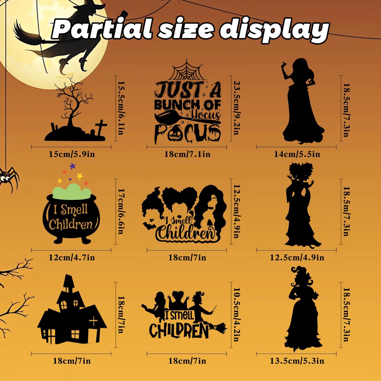 91 PCS Halloween Window Clings - Halloween Window Clings for Glass Windows,Hocus Pocus Window Clings,Halloween Window Stickers,Double Sided Halloween Window Clings for Halloween Decorations(9 Sheets)