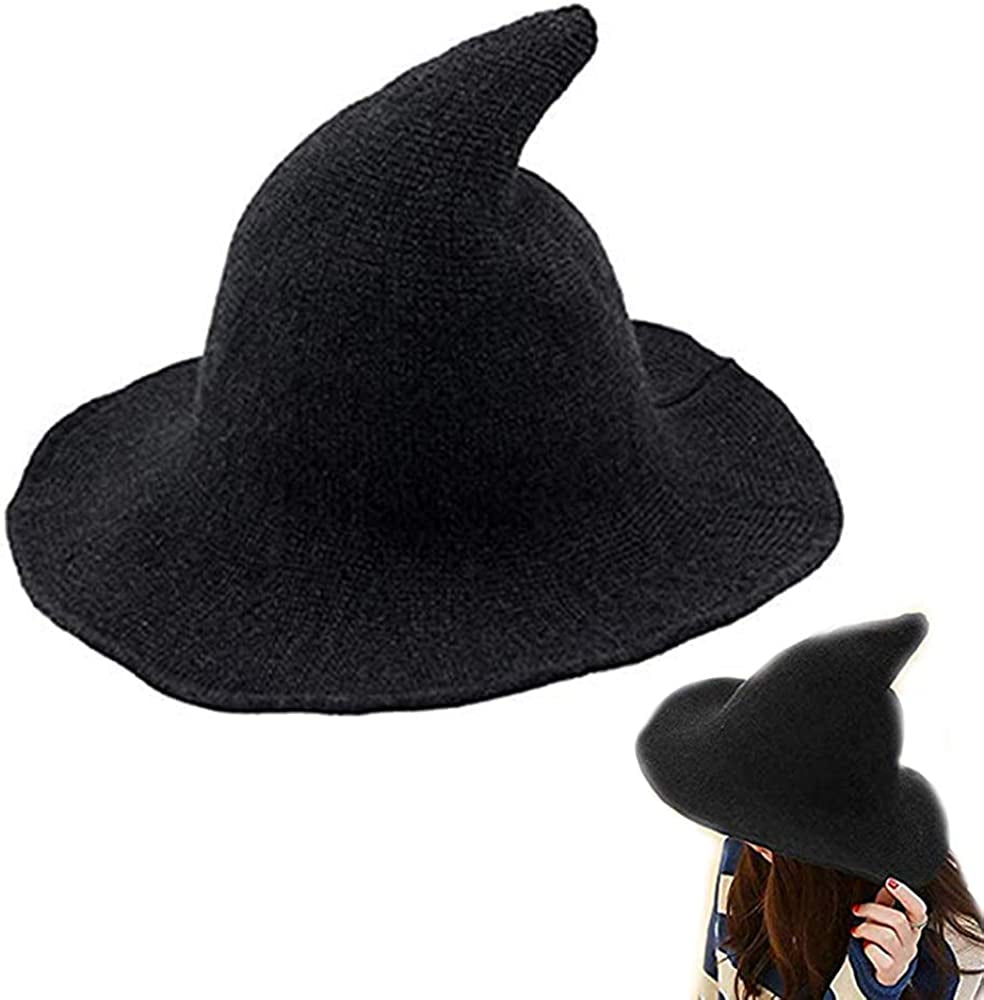 Modern Halloween Witch Hat Knit Wide-Brimmed Cap Foldable Fashion Party Costume Ball Hat