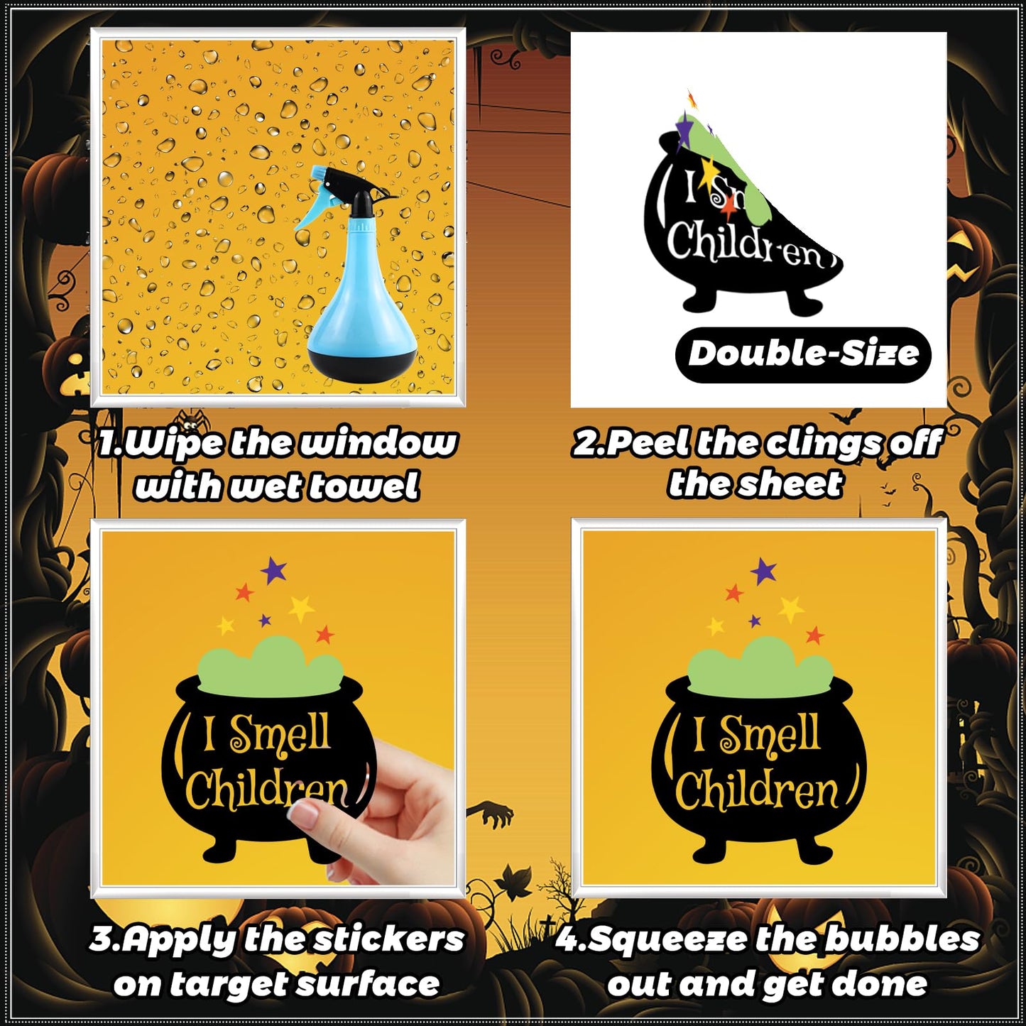 91 PCS Halloween Window Clings - Halloween Window Clings for Glass Windows,Hocus Pocus Window Clings,Halloween Window Stickers,Double Sided Halloween Window Clings for Halloween Decorations(9 Sheets)