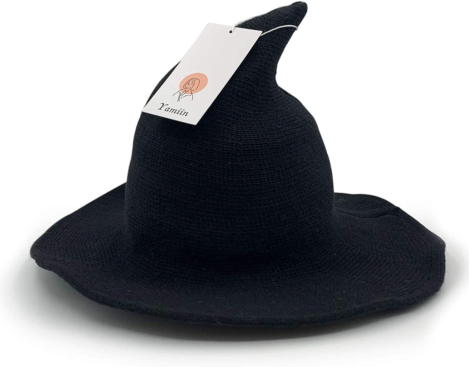 Modern Halloween Witch Hat Knit Wide-Brimmed Cap Foldable Fashion Party Costume Ball Hat