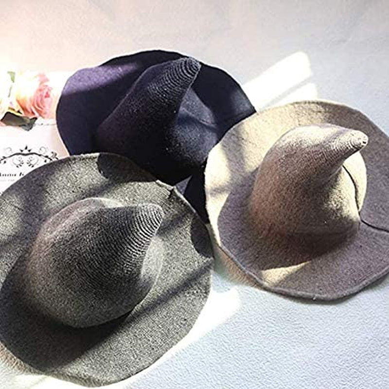 Modern Halloween Witch Hat Knit Wide-Brimmed Cap Foldable Fashion Party Costume Ball Hat