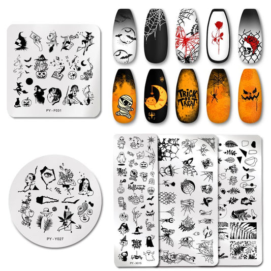 PICT YOU Halloween Nail Stamping Plates Snowflake Festival Pattern Nail Art Image Plates Stainless Steel Nail Art Plate Stencil