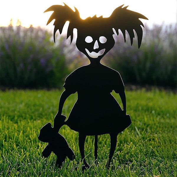 Zezzo® Halloween Cute Ghost Zombies-Metal Art Standing Silhouette For Garden Yard Pile Outdoor Sculpture Little Devil Home Decor