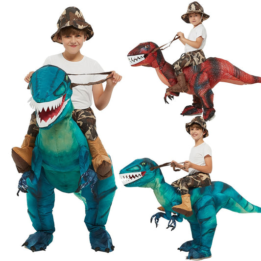 Velociraptor T REX Mascot Inflatable Costume For Kids Anime Halloween Costumes Dinosaur Birthday Gift For Party Cosplay Blow Up