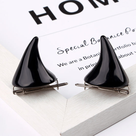 1 Pair Small Demon OX Horn Hairpins Gothic Party Cosplay Costume Pin Hairpins Costume Horn Halloween Hair Accessories Clip