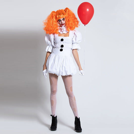 Women Clown Costume Girl Pennywise Costume Adult Women Terror Clown costume for Halloween Fancy Party Dress