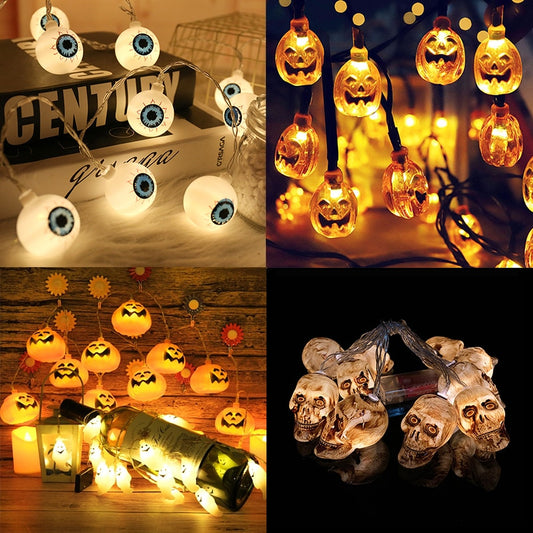 1.5m 10Led Halloween Pumpkin Ghost Skeletons Bat Spider Led Light String Festival Bar Home Party Decor Halloween Ornament