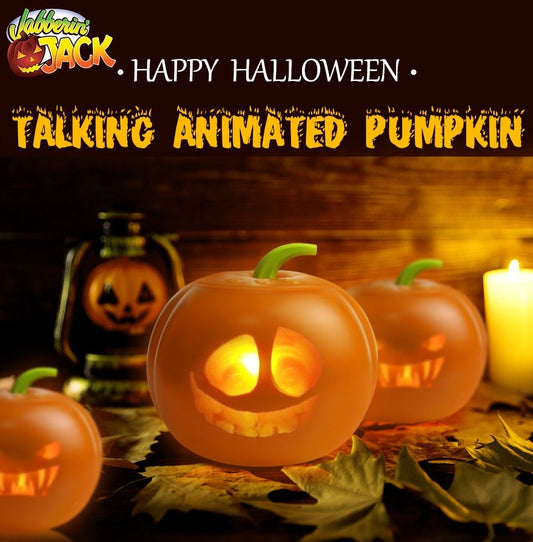 2022 New Halloween Pumpkin Projection Lamp Animated Talking and Singing LED Light for Festive Home Party Decorations