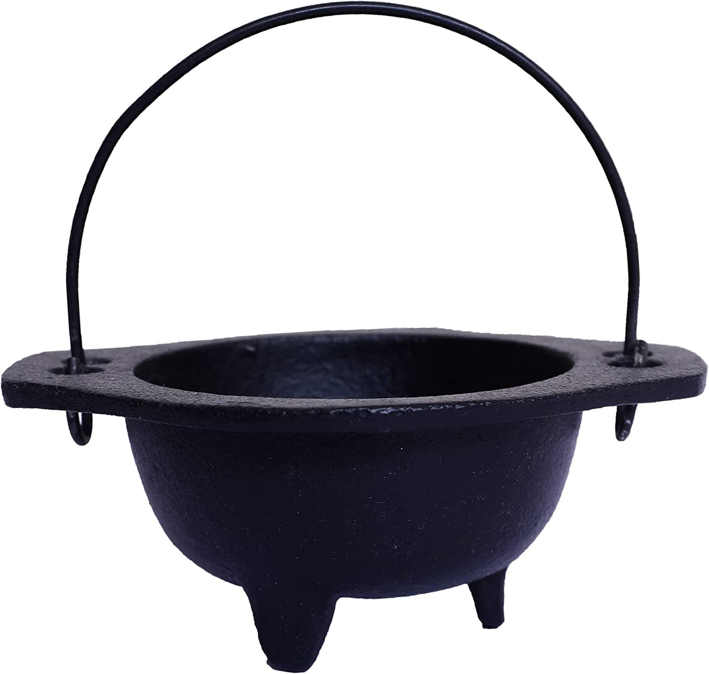 Cast Iron Witches Cauldron with Handle Ideal for Smudging Incense Burning, Halloween Decoration, Candle Holder Smudging Bowl Fire Proof Calderon Witch with Free Altar Cloth (4.5 Inches)