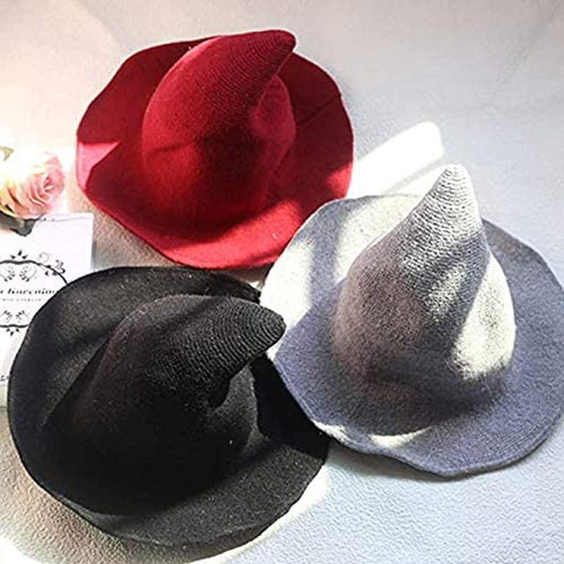 Modern Halloween Witch Hat Knit Wide-Brimmed Cap Foldable Fashion Party Costume Ball Hat